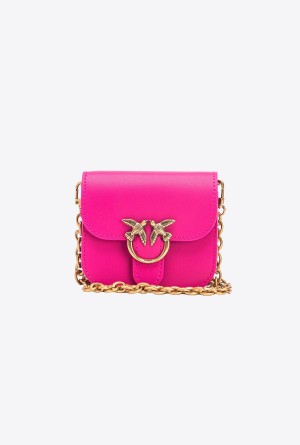 Pinko Micro Love Bag Bell in leather Dorados | YMXVQ17889