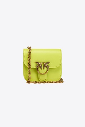 Pinko Micro Love Bag Bell in leather Dorados | MXNEJ50099