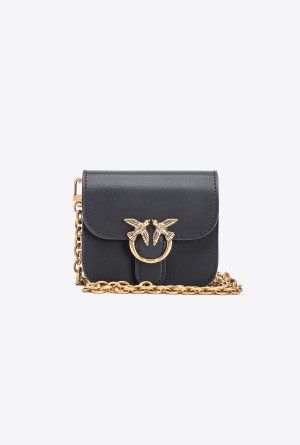 Pinko Micro Love Bag Bell in leather Dorados | QMXWA78463