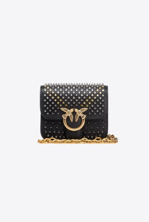 Pinko Micro Love Bag Bell with studs LIMO BLACK-SHINY NICKEL | UMXTG54569