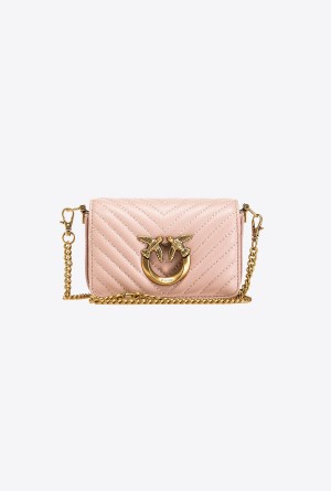 Pinko Micro Love Bag Click Chevron Dorados | MXQCS29410
