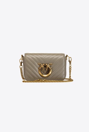 Pinko Micro Love Bag Click Chevron Dorados | MXQAV56863