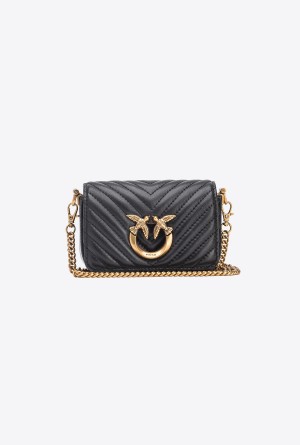 Pinko Micro Love Bag Click Chevron Dorados | XMXBH33850