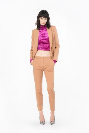 Pinko Milano-knit cigarette trousers MOCHA MOUSSE | ZMXMJ36791