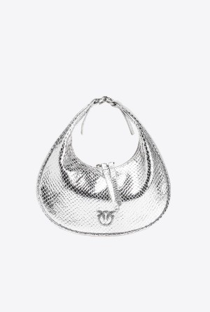 Pinko Mini Brioche Bag Hobo Plateados | MXDYB40680
