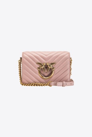Pinko Mini Love Bag Click Chevron Dorados | QMXUV28077