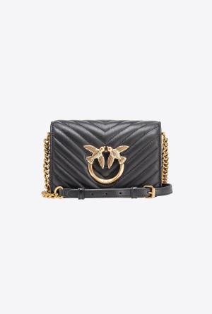 Pinko Mini Love Bag Click Chevron Dorados | MXCIF17462