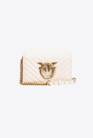 Pinko Mini Love Bag Click Chevron Dorados | QMXWA26177