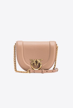 Pinko Mini Love Bag Click Round in leather Dorados | TMXPQ45611