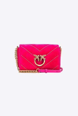 Pinko Mini Love Bag Click in velvet with studs Dorados | MXDYB29755