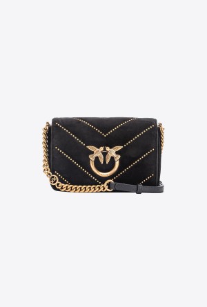 Pinko Mini Love Bag Click in velvet with studs Dorados | MMXFT19761