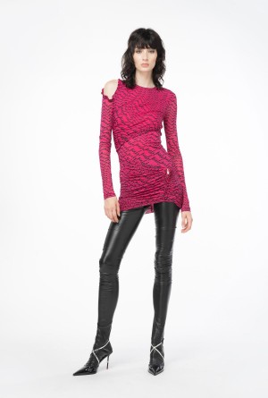 Pinko Mini dress with fluid logo print PINKO PINK/BLACK | MXDFL94068