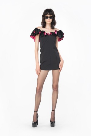 Pinko Mini dress with two-tone ruching BLACK/PINK | TMXWZ56814