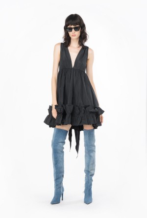 Pinko Mini taffeta dress Negros | MXNZX47540