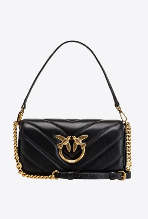 Pinko Mini Love Bag Click Baguette Big Chevron Dorados | MXDYB45476