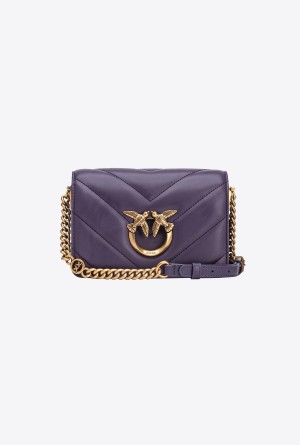 Pinko Mini Love Bag Click Big Chevron Dorados | MXEAH40169