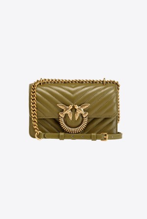 Pinko Mini Love Bag One Chevron Jewel Dorados | MXDFL73924