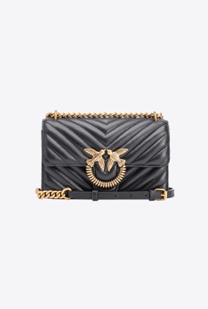 Pinko Mini Love Bag One Chevron Jewel Dorados | MXIIZ28764