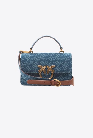 Pinko Mini Love Bag One Light Denim Laser Dorados | TMXWZ61370