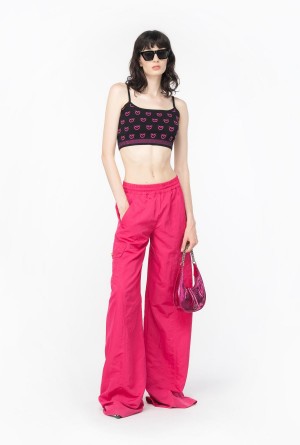 Pinko Monogram crop top BLACK/FUCHSIA | LMXSX13823