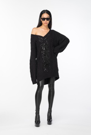 Pinko Multi cable-knit dress Negros | EMXVG67291