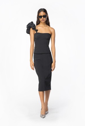 Pinko One-shoulder crepe and taffeta top Negros | GMXEC24673