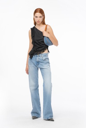 Pinko One-shoulder top with ruffle Negros | MXEGJ50643