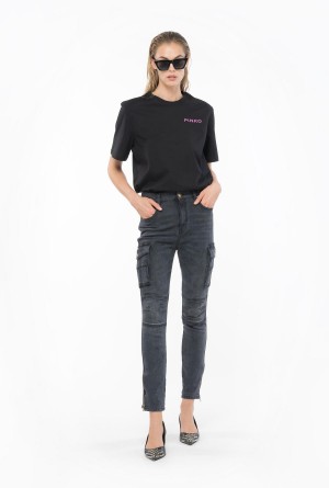 Pinko Oversized Lady T-shirt Negros | MXCIF69332