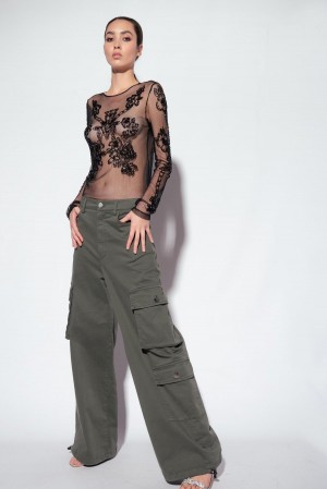 Pinko Oversized cargo trousers GREY-GREEN | BMXSD28016