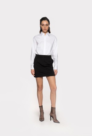 Pinko Oversized embroidered shirt Blancos | EMXHC79329