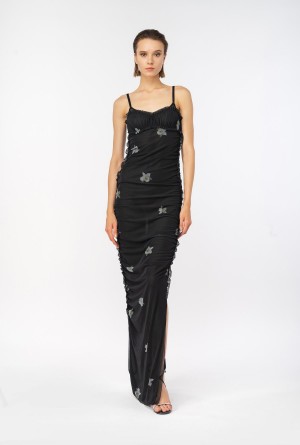 Pinko PINKO Reimagine slim-fit gathered dress by Patrick McDowell BLACK/WHITE | BMXSO10243