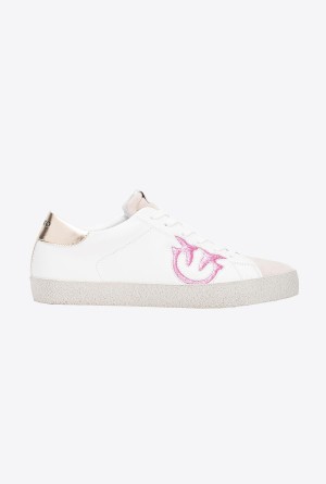 Pinko Planos vintage sneakers with logo OFF WHITE/BEIGE/PINK | UMXTG31468
