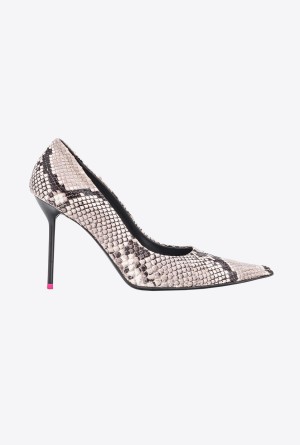 Pinko Pointed-toe python-print pumps BLACK/IVORY | MXZDE85566