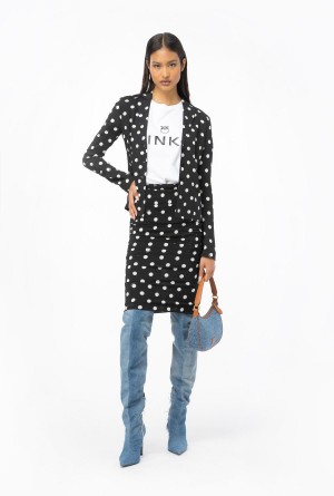 Pinko Polka-dot calf-length skirt BLACK/WHITE | FMXHY11933