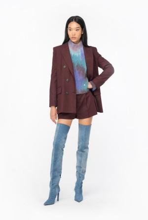 Pinko Prince-of-Wales flannel shorts BURGUNDY/BLACK | MXXMI16691