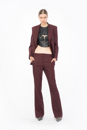 Pinko Prince-of-Wales flannel trousers BURGUNDY/BLACK | MXCIF19899