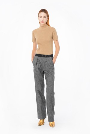Pinko Prince-of-Wales trousers with elasticated waist GREY/BLACK | MXCIF68143