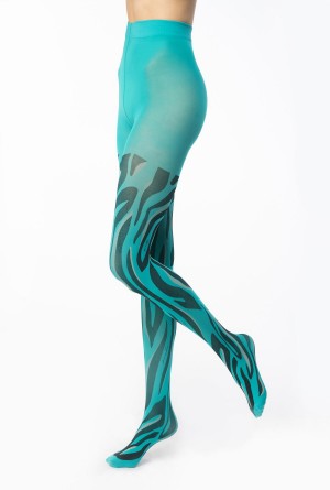 Pinko Printed microfibre tights GREEN/BLACK/BURGUNDY | LMXTR50452