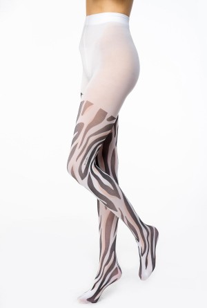 Pinko Printed microfibre tights IVORY/BLACK/BEIGE | UMXTG92126