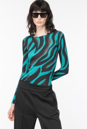 Pinko Psychedelic animal-print sweater GREEN/BLACK/BURGUNDY | AMXDF19280