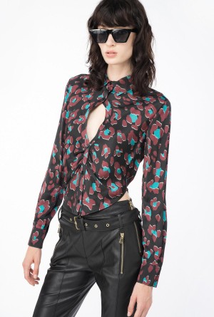 Pinko Psychedelic dotted shirt BLACK/LIGHT GREEN/BURGUNDY | MXCVG12956