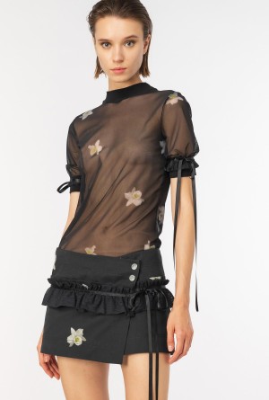 Pinko Reimagine tulle top by Patrick McDowell BLACK/WHITE | LMXTR78364