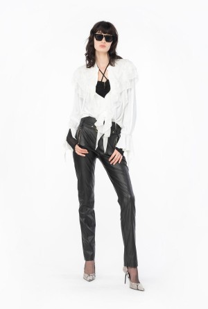 Pinko Ruffled shirt Blancos | QMXUV35708