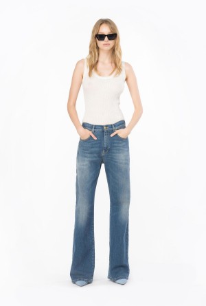 Pinko Semi-transparent ribbed vest top Blancos | MXQCS48424