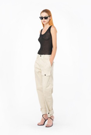Pinko Semi-transparent ribbed vest top Negros | SMXVO41964