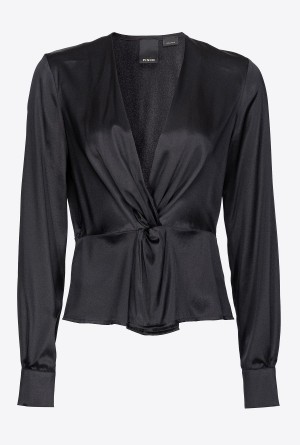 Pinko Silk blouse with twist detail Negros | FMXUI94198