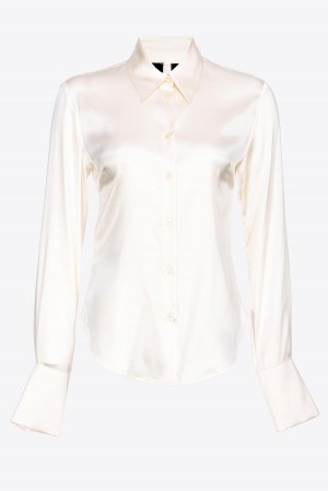 Pinko Silk satin shirt PASTEL PARCHMENT | MXJVR85617
