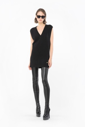 Pinko Sin Manga fine cashmere sweater Negros | MXJKU13945