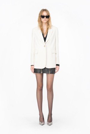 Pinko Single-breasted stretch crêpe blazer PASTEL PARCHMENT | MXEGJ31942