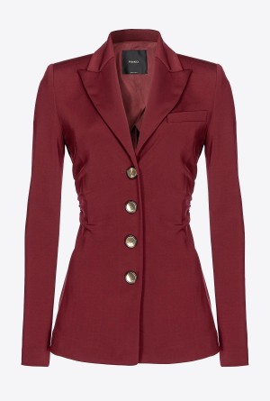 Pinko Slim-fit blazer in technical fabric BURGUNDY-PORT ROYALE | MXQCS29091